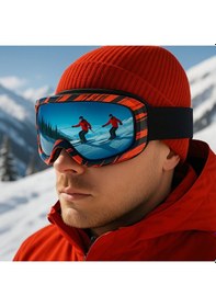 Resim Esrada Kayak Gözlüğü Antifog Ventilli Uv Korumalı Güneş Kar Gözlük Gökkuşağı Gümüş Snowboard Glasses Sporu Kırmızı 