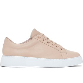 Resim Kadın Pudra Bağcıklı Deri Sneaker 