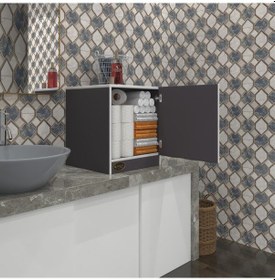 Resim Kenzlife kapaklı mutfak dolabı melek gri 039x029x29 banyo ofis komodin (m) 