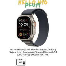 Resim H16 Ultra Akıllı Saat 1gb Ram Dahili Hafıza Nfc Bluetooth 5.3 Müzik Çalar li 