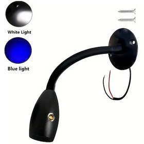 Resim Xuweiwei 1 Adet Mryc Esnek Kaz Boyunlu Led Spot Işık Siyah 3w Beyaz Ve Mavi Işık Dokunmatik Anahtarlı Kısılabilir Renk Sıcaklığı Dc12 24v Rv Karavan 