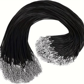 Resim 50'lik Paket 45.72 cm PU Deri Kordon Boyunluklar, Pendant için Kasa Tarzı Örgülü Balmumu İplik Zincirleri, DIY Mücevher Yapımı için Ayarlanabilir Toplu Kolye Tedarik 