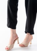 Resim Mida Shoes S-617 Bej Rugan Günlük Topuklu Kadın Terlik 