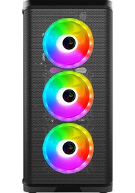 Resim Gametech Wolf 4 x120 MM Rainbow Fanlı Oyuncu Bilgisayar Kasası 