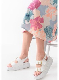 Resim Beyaz Dolgu Topuk Kadın Sandalet Çok Renkli 