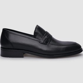 Resim Cabani %100 Hakiki Deri Siyah Kemer Detaylı Erkek Klasik Ayakkabı-siyah 