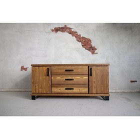 Resim deryawood Doğal Ahşap Modern Konsol-3 Çekmece-2 Kapak 210*45*90 Cm 