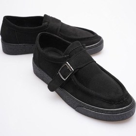 Resim Kadın Süet Loafer Ayakkabı Tokalı Siyah Corven Siyah 