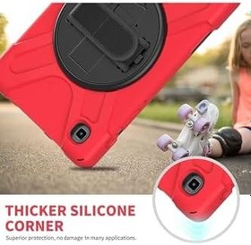 Resim m.tk moveteck Samsung Galaxy Tab S6 Lite SM-P610, P615, P617 ile Uyumlu Askılı Zırh Tank Military Dönen Standlı Defender Kılıf, Siyah 