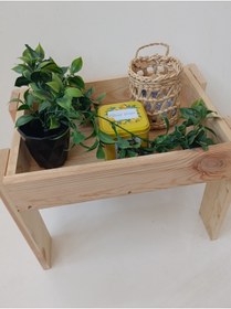 Resim Wooden Factory Doğal Ahşap Çok Amaçlı Stand - Raf, Sehpa, Tepsi Masası 