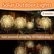 Resim 1 adet Güneş Enerjili Havai Fişek Işığı Dış Mekan Dekoru, 8 Mod, 60/150/200/240 LED, Hava ve Su Geçirmez, Bahçe, Çim, Bahçe ve Yolu Aydınlatması için Uygundur, Dış Mekan Aydınlatma | Havai Fişek Tasarımı | Güneşle Şarj Edilebilir Lamba 