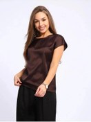 Resim Ihomelux Büyük Beden Kısa Kollu Bluz 320443812 Çikolata 