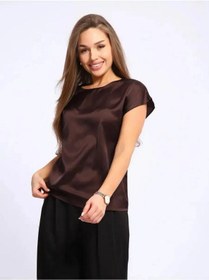 Resim Ihomelux Büyük Beden Kısa Kollu Bluz 320443812 Çikolata 