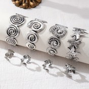Resim Kadınların Buluşmaları, Seyahatleri ve Günlük Kıyafetleri için Uygun 2 Şık Bohem Tarzı Abartılı Vintage Metal Oyma Geniş Açık Bilezikler Hediye Olarak 