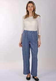 Resim Daido Minimalist Yüksek Bel Keten Kadın Pantolon - Regular Fit - Mavi / 48 