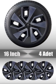 Resim FRWY Renault Clio 4 Megane 4 Uyumlu 16'' İnç Siyah Füme Esnek Kırılmaz Jant Kapağı 