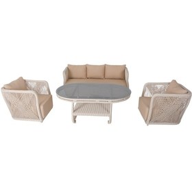 Resim Psine Üçlü Rattan Bahçe Oturma Grubu 3+1+1+sehpalı Bahçe Takımı 