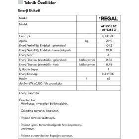 Resim Regal AF 5365 X Ankastre Fırın 
