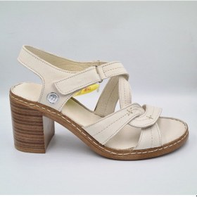 Resim Mammamia D25ys-2205 Kemik Renk Deri Topuklu 8cm Kadın Sandalet Kemik 