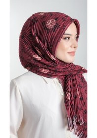 Resim Hürrem Bone Bordo Pratik Hazır Geçmeli Tesettür Eşarp Kesik Elyaf Piliseli Çi (553630009) Bordo 