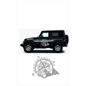 Resim Pusula Dağ Off Road Araba Sticker, 50 X 40 Cm Gri Oto Sticker 1 Adet 