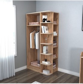 Resim Arnetti 3 Kapaklı Gardırop Raflı Luses Gardırop Atlantik Çam Bej 