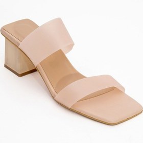 Resim Luvishoes Luvi Shoes Russell Ten Cilt Şeffaf Bantlı Kadın Topuklu Terlik Ten 