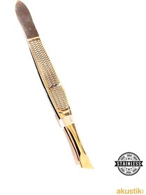 Resim Uniquem Gold Akustik Cımbız Serisi Lazerli İnce Düz Yan Kesik Uçlu Kıl Tüy Kaş Cımbızı XLC518 