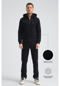 Resim Shooter Sportswear Shooter Erkek Premium Kışlık Eşofman Takımı Regular Kapüşonlu Siyah 