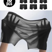 Resim 10 Adet Erkek Boxer Külotu - Düz Renk, Şeffaf Örme Polyester, Orta Esneklik, Nefes Alabilir ve Serin Konforlu İç Çamaşırı 