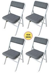 Resim Hey Modüler Mobilya 4'lü Katlanır Kazayağı Beyaz Piknik Kamp Sandalyesi 