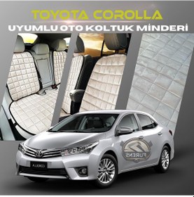 Resim Toyota Corolla Bej Tay Tüyü Cepli & Terletmez Sırtlı Oto Koltuk Minder Seti - Koruma Kılıfı Ön & Arka Set 