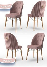 Resim Canisa Concept Ritim Serisi 1.sınıf Babyface Kumaş Doğal Ahşap Ayak Beyaz Kafesli 4 Adet Pembe Sandalye Sandalye Pembe Ayaklar Doğal Ahşap 