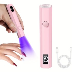Resim Mini El Tipi UV Tırnak Lambası, LED Ekranlı Jel Tırnak UV Lambası Küçük Taşınabilir Işık Rahatlatıcı Lamba Tırnak Pişirme Lambası Tırnak El Tipi Işık Rahatlatıcı Lamba 
