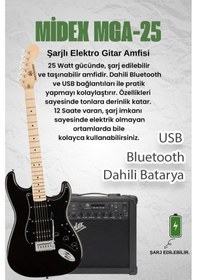 Resim Maxword Map-35bk-25amp Maple Klavye Ssh 25w Amfili Elektro Gitar Seti 