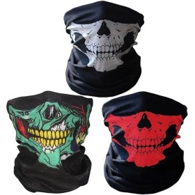 Resim 3'lü Paket Dikişsiz Kafatası Yüz Maskesi Nefes Alabilen Boyun Isıtıcı Yüz Maskesi Kafa Bandı Eşarp Motosiklet Baş Örtüsü Çok Renkli 