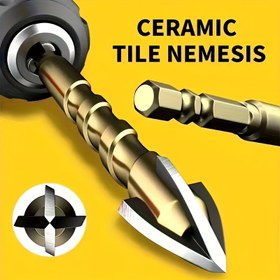 Resim 7 adet/takım Cam Beton Seramik Fayans Delik Açıcı için 3-12mm Çapraz Altıgen Uçlu Karbür Alaşımlı Uçlar Seti Araçları 3 4 5 6 8 10 12mm 