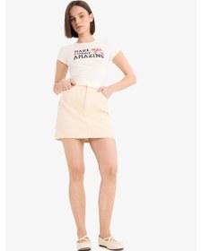 Resim DeFacto Coool Normal Bel Gabardin Mini Etek E5346AX25SPER42 Ekru 