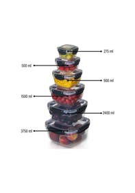 Resim 6'lı Set Master Kare Saklama Kabı 275 Ml - 500 Ml - 900 Ml - 1500 Ml - 2400 Ml - 3750 Ml 001 