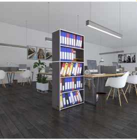 Resim Kenzlife Klasörlük Raflı Rona Gri 175 80 30 Kitaplık Ofis Arkalıksız Çok Renkli 