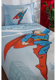 Resim Özdilek Superman Hero Tek Kişilik Lisanslı Lastikli Çarşaf Çocuk Nevresim Takımı Mint 