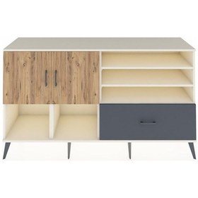 Resim Kronos Konsol 7 Raflı Tek Çekmeceli 2 Kapaklı 176x59x99 Aytaşı-ça Aytaşı-çam/antrasit 