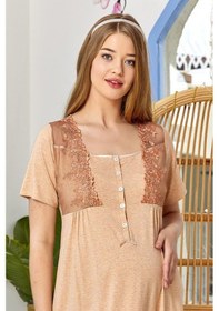 Resim Cossy By Aqua 22521 Hamile Lohusa Kısa Kollu Gecelik-tarçın 