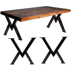 Resim Sehpa Ayağı Masif Ahşap Kütük Orta Sehpa Ayakları Metal Ayak 