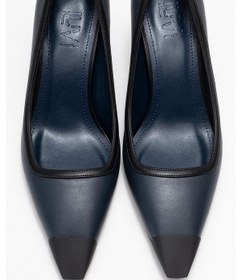 Resim Luvishoes Luvi Shoes Rona Lacivert Cilt Mat Burunlu Kadın Topuklu Ayakkabı Lacivert 