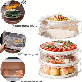 Resim 1 adet Çok Fonksiyonlu Mikrodalga Sıçrama Koruyucu Kapak - Isıya Dayanıklı 200°C, 360° Sıçrama Koruyucu, Sebze, Meyve ve Yemekler için Gıda Yalıtım Kapakları - Kamp, Açık Hava Barbeküsü ve Ev Kullanımı için Yığınlanabilir Plastik Kapak, Kamp Gereksinimleri | Yığınlanabilir Tasarım | Isıya Dayanıklı Plastik 