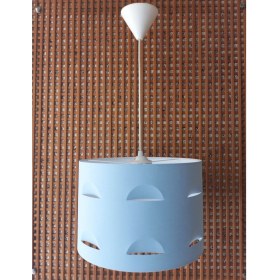 Resim Onay Avize Mavi Kumaş M-0383 Kaplama 2.li Set Yatak Odası Genç ve Çocuk Odası Avize ve Abajur Seti 
