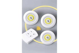 Resim Uygun LED Lamba 3'lü Uzaktan Kumandalı Yapışkanlı Beyaz Işık 2026 