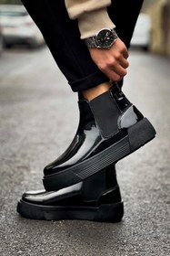 Resim shoecide Sho069 Bağcıksız Lastikli Chelsea Rrt Harmany Erkek Bot Sıyah 