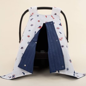 Resim Puset Örtüsü - Çift Taraflı - Lacivert Saten - Bahriyeli 